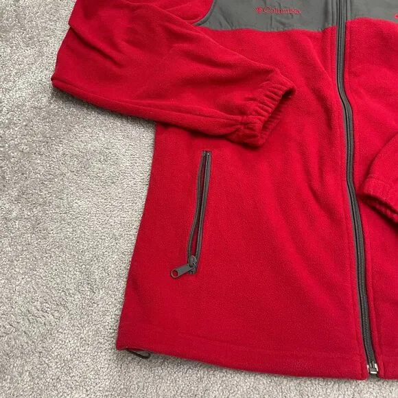Columbia Fleece Jacket Mens Large Red University Of Alabama Full Zip Pocket Hike